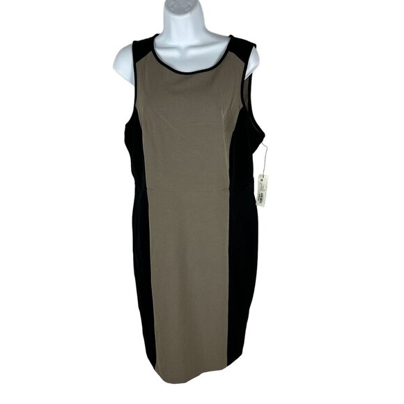 Worthington Women's Colorblock Sheath Dress Black/Taupe Size 10 - Picture 1 of 6